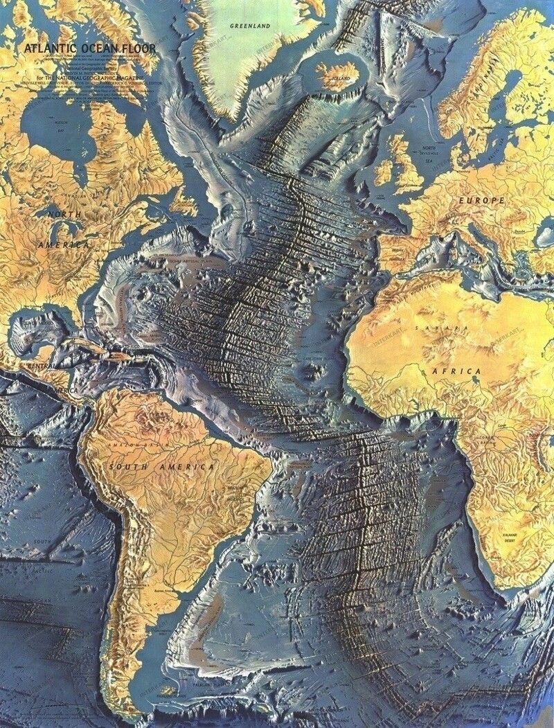 Карта дна Атлантического океана