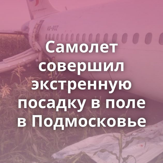 Самолет совершил экстренную посадку в поле в Подмосковье