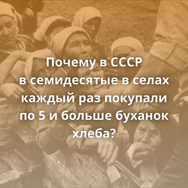 Почему в СССР в семидесятые в селах каждый раз покупали по 5 и больше буханок хлеба?