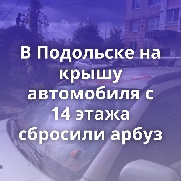 В Подольске на крышу автомобиля с 14 этажа сбросили арбуз
