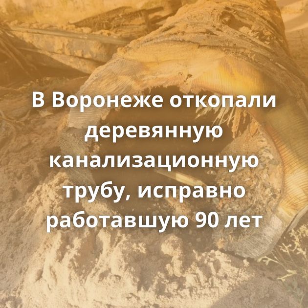 В Воронеже откопали деревянную канализационную трубу, исправно работавшую 90 лет