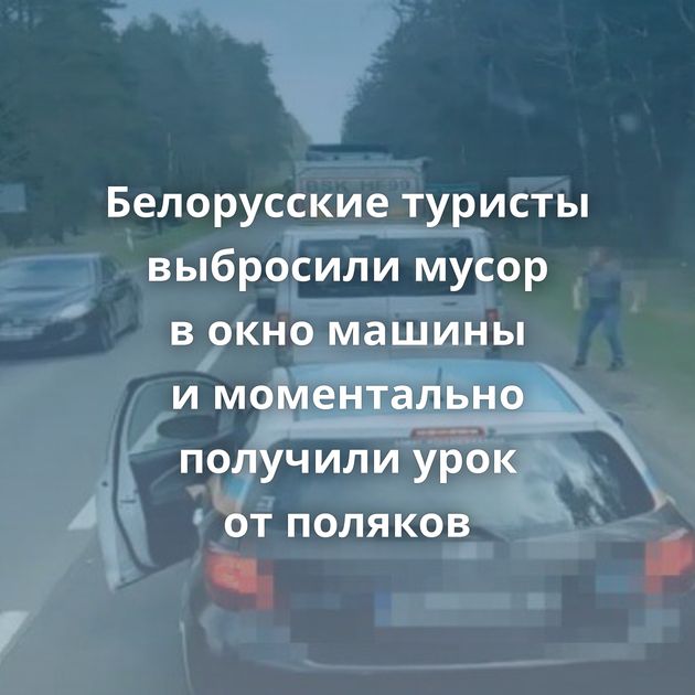 Белорусские туристы выбросили мусор в окно машины и моментально получили урок от поляков
