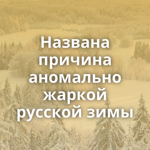 Названа причина аномально жаркой русской зимы