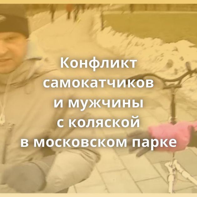 Конфликт самокатчиков и мужчины с коляской в московском парке