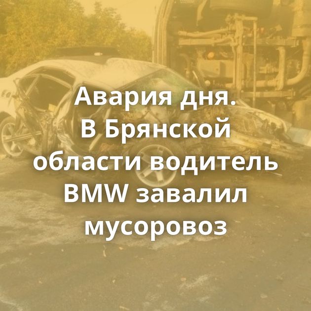 Авария дня. В Брянской области водитель BMW завалил мусоровоз