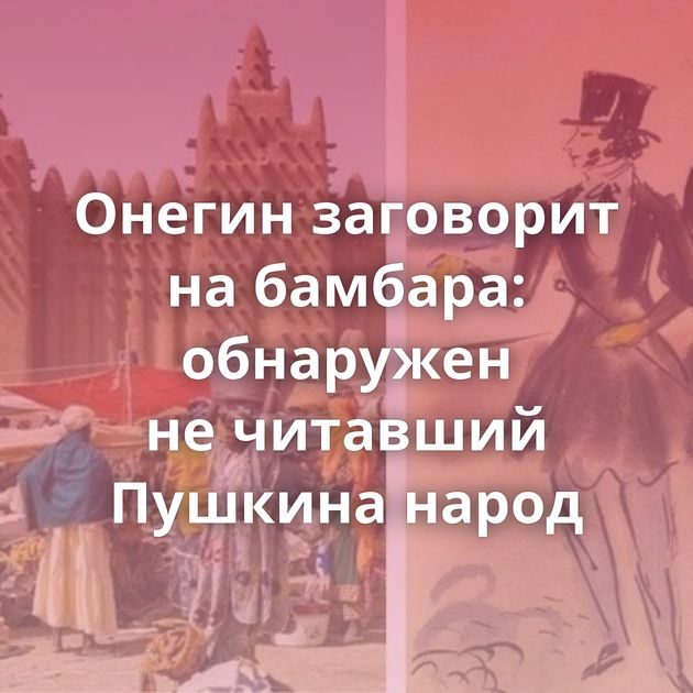 Онегин заговорит на бамбара: обнаружен не читавший Пушкина народ