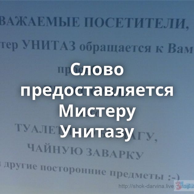 Слово предоставляется Мистеру Унитазу