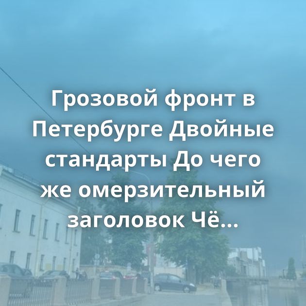 Грозовой фронт в Петербурге Двойные стандарты До чего же омерзительный заголовок Чё говоришь, золото?…