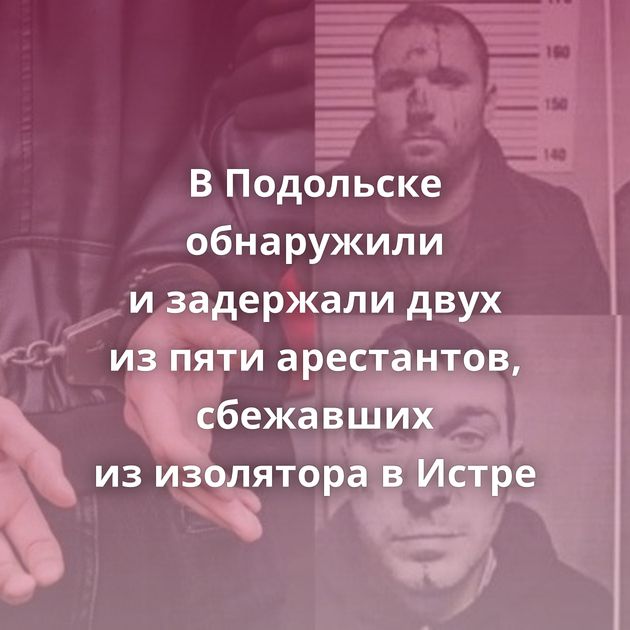 В Подольске обнаружили и задержали двух из пяти арестантов, сбежавших из изолятора в Истре