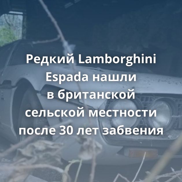 Редкий Lamborghini Espada нашли в британской сельской местности после 30 лет забвения