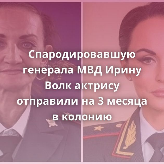 Спародировавшую генерала МВД Ирину Волк актрису отправили на 3 месяца в колонию