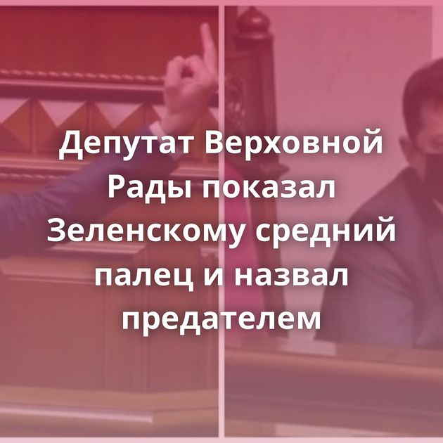 Депутат Верховной Рады показал Зеленскому средний палец и назвал предателем