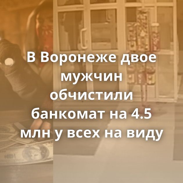 В Воронеже двое мужчин обчистили банкомат на 4.5 млн у всех на виду