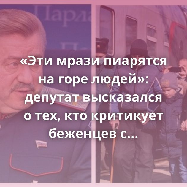 «Эти мрази пиарятся на горе людей»: депутат высказался о тех, кто критикует беженцев с Донбасса