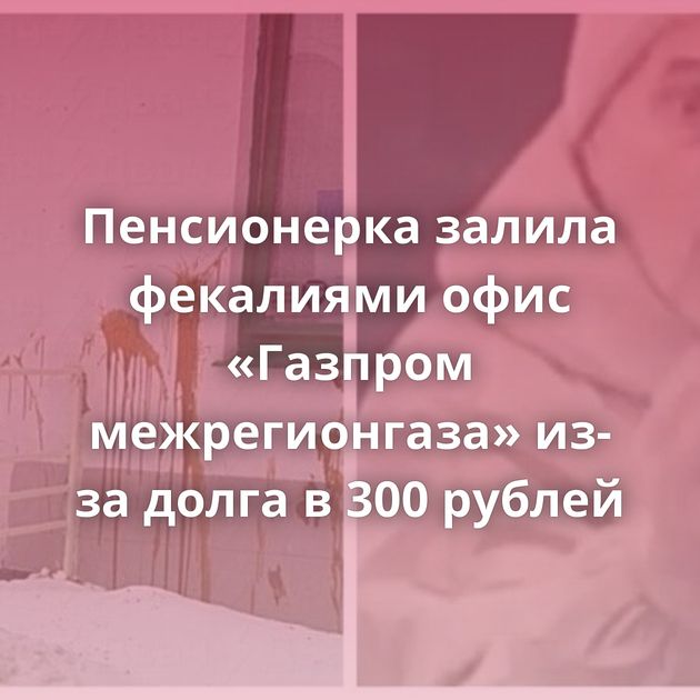 Пенсионерка залила фекалиями офис «Газпром межрегионгаза» из-за долга в 300 рублей