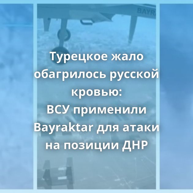 Турецкое жало обагрилось русской кровью: ВСУ применили Bayraktar для атаки на позиции ДНР