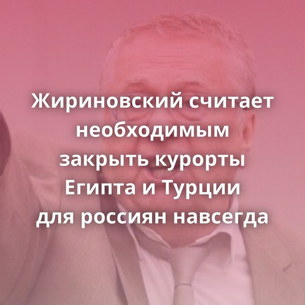 Жириновский считает необходимым закрыть курорты Египта и Турции для россиян навсегда