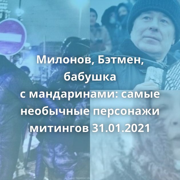 Милонов, Бэтмен, бабушка с мандаринами: самые необычные персонажи митингов 31.01.2021
