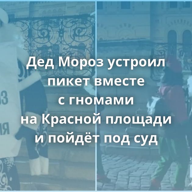 Дед Мороз устроил пикет вместе с гномами на Красной площади и пойдёт под суд