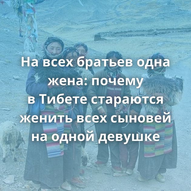 На всех братьев одна жена: почему в Тибете стараются женить всех сыновей на одной девушке