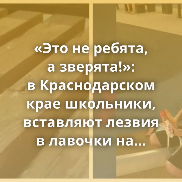 «Это не ребята, а зверята!»: в Краснодарском крае школьники, вставляют лезвия в лавочки на детской…