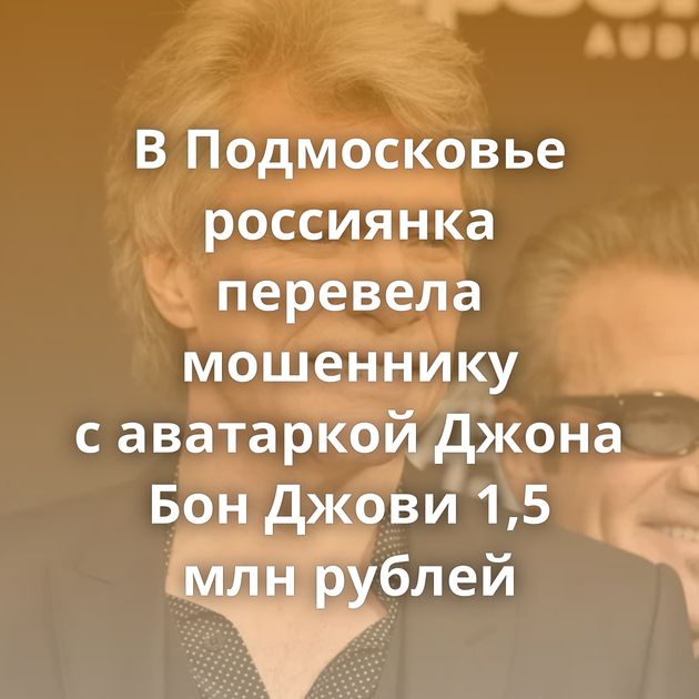 В Подмосковье россиянка перевела мошеннику с аватаркой Джона Бон Джови 1,5 млн рублей