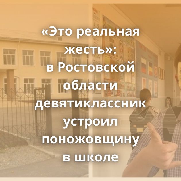«Это реальная жесть»: в Ростовской области девятиклассник устроил поножовщину в школе