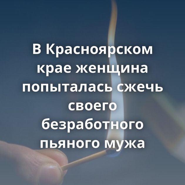 В Красноярском крае женщина попыталась сжечь своего безработного пьяного мужа