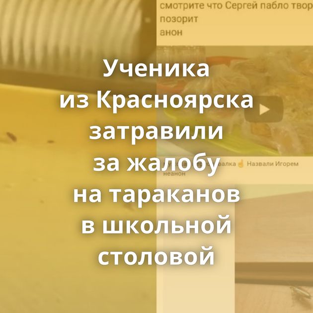 Ученика из Красноярска затравили за жалобу на тараканов в школьной столовой