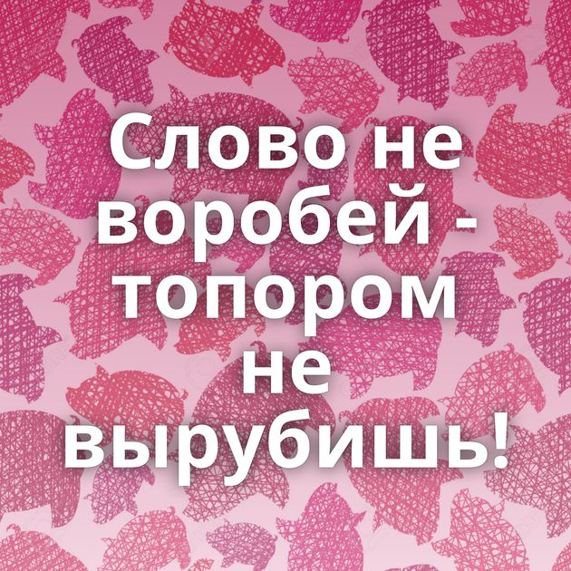 Слово не воробей - топором не вырубишь!