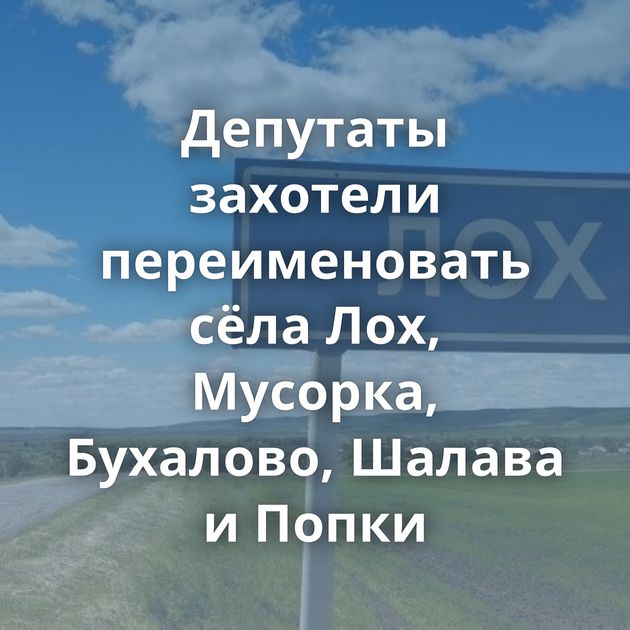 Депутаты захотели переименовать сёла Лох, Мусорка, Бухалово, Шалава и Попки