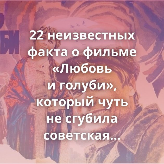 22 неизвестных факта о фильме «Любовь и голуби», который чуть не сгубила советская антиалкогольная…