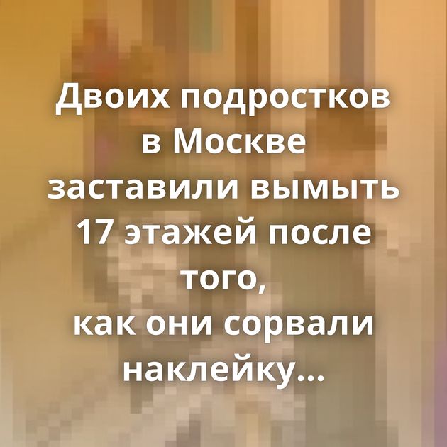 Двоих подростков в Москве заставили вымыть 17 этажей после того, как они сорвали наклейку и помочились…