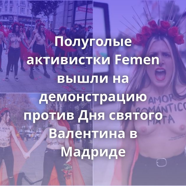 Полуголые активистки Femen вышли на демонстрацию против Дня святого Валентина в Мадриде