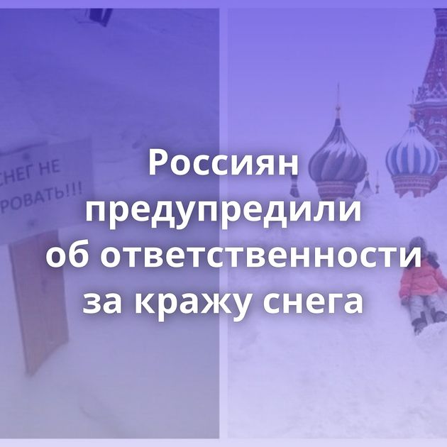 Россиян предупредили об ответственности за кражу снега