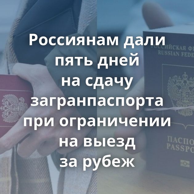 Россиянам дали пять дней на сдачу загранпаспорта при ограничении на выезд за рубеж