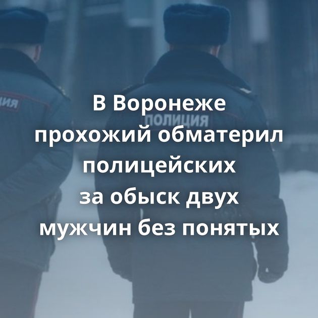 В Воронеже прохожий обматерил полицейских за обыск двух мужчин без понятых