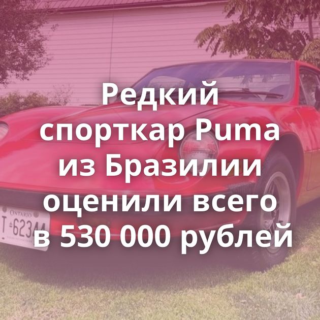 Редкий спорткар Puma из Бразилии оценили всего в 530 000 рублей