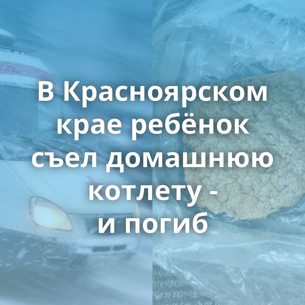 В Красноярском крае ребёнок съел домашнюю котлету - и погиб