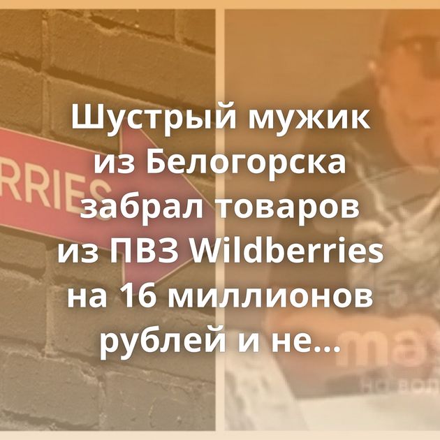 Шустрый мужик из Белогорска забрал товаров из ПВЗ Wildberries на 16 миллионов рублей и не заплатил ни копейки
