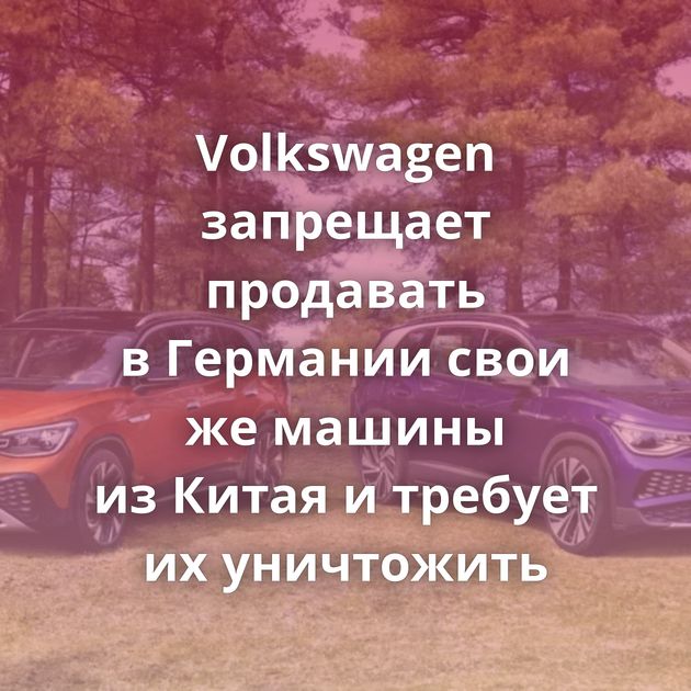 Volkswagen запрещает продавать в Германии свои же машины из Китая и требует их уничтожить