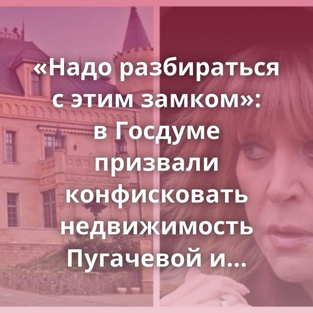 «Надо разбираться с этим замком»: в Госдуме призвали конфисковать недвижимость Пугачевой и Галкина*