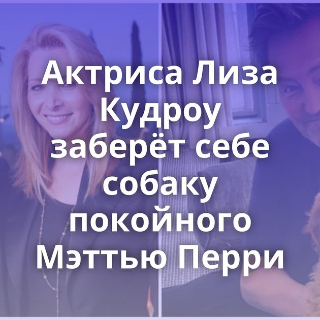 Актриса Лиза Кудроу заберёт себе собаку покойного Мэттью Перри