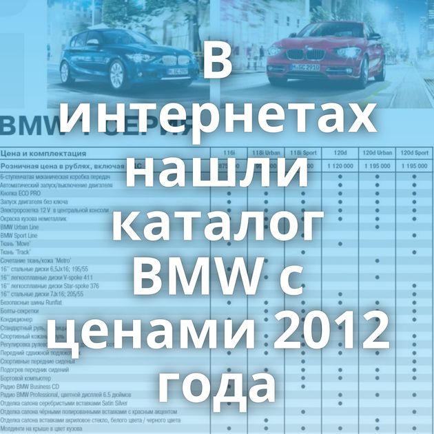 В интернетах нашли каталог BMW с ценами 2012 года