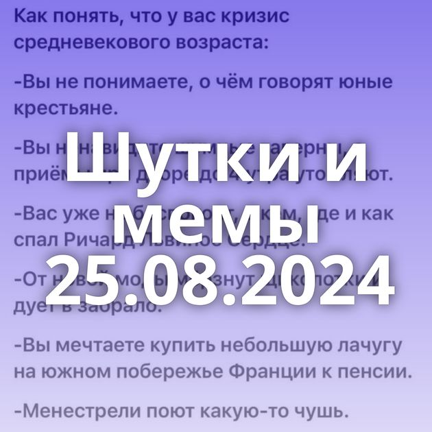 Шутки и мемы 25.08.2024