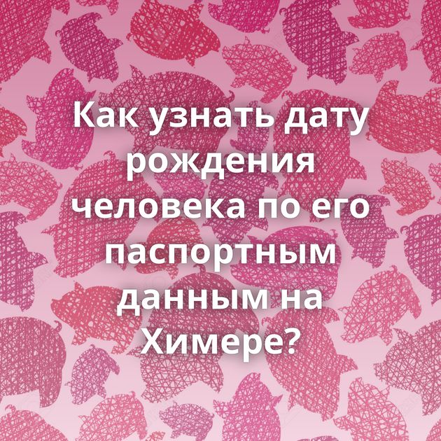 Как узнать дату рождения человека по его паспортным данным на Химере?