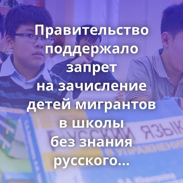 Правительство поддержало запрет на зачисление детей мигрантов в школы без знания русского языка