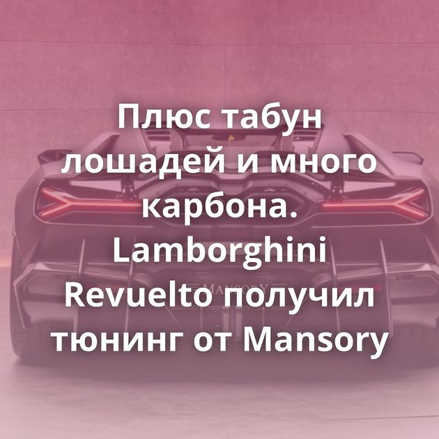 Плюс табун лошадей и много карбона. Lamborghini Revuelto получил тюнинг от Mansory