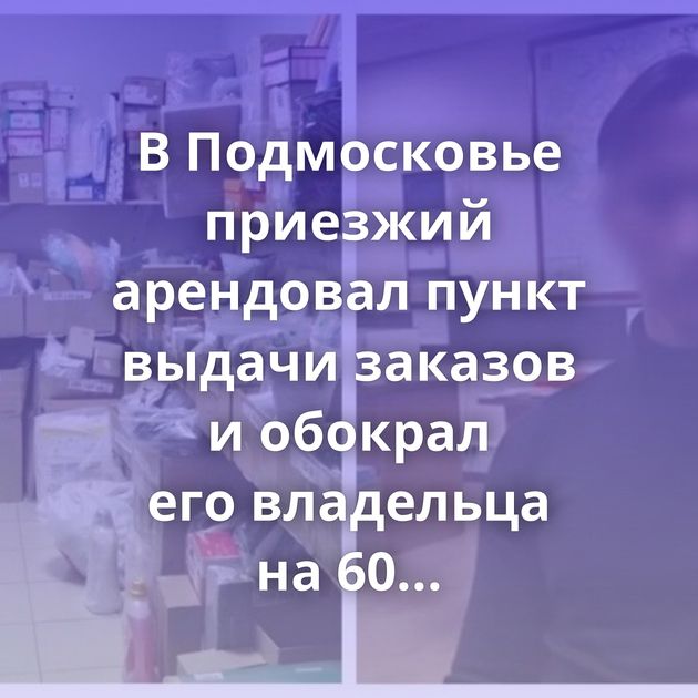 В Подмосковье приезжий арендовал пункт выдачи заказов и обокрал его владельца на 60 миллионов рублей