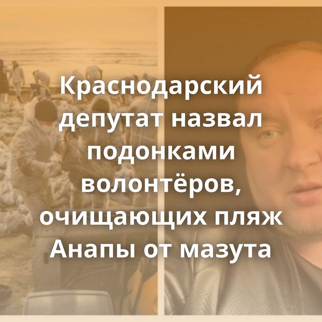 Краснодарский депутат назвал подонками волонтёров, очищающих пляж Анапы от мазута